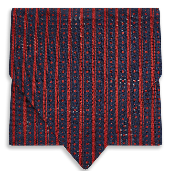 Red Beaded Ticking Stripe Printed Silk Cravat Image 4