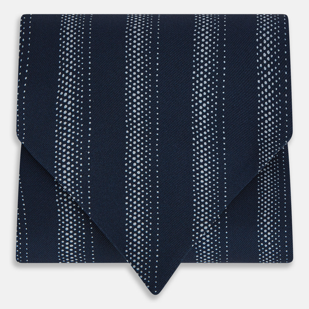 TIES ASCOTS DOT STRIPE PRINTED SILK NAVY OS