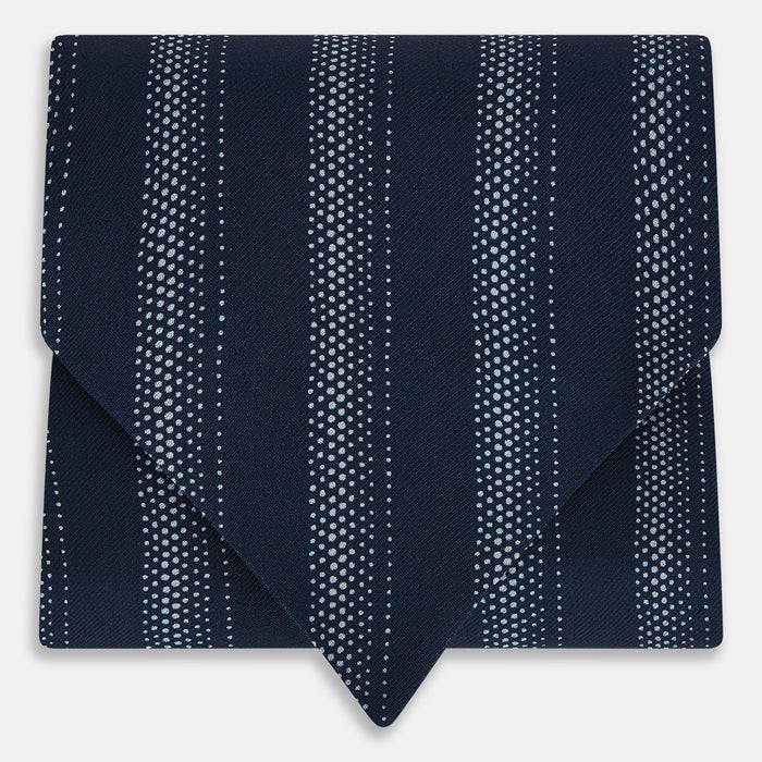 Navy Dotted Stripe Printed Silk Cravat