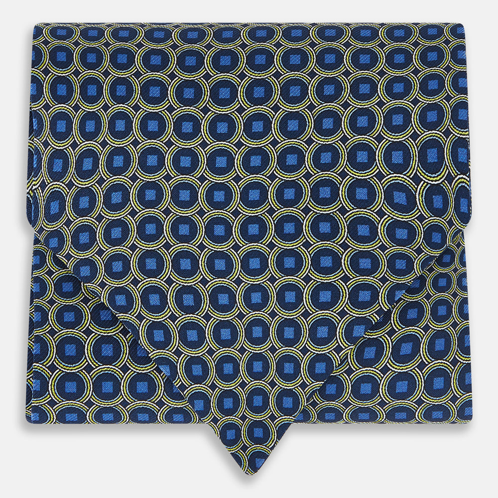 TIES ASCOTS CIRC AND SQU PRNTD SILK SUPER DARK NAV OS