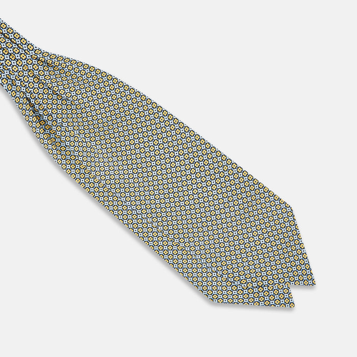 Citrus Yellow Abstract Quatrefoil Foulard Printed Silk Cravat Image 2
