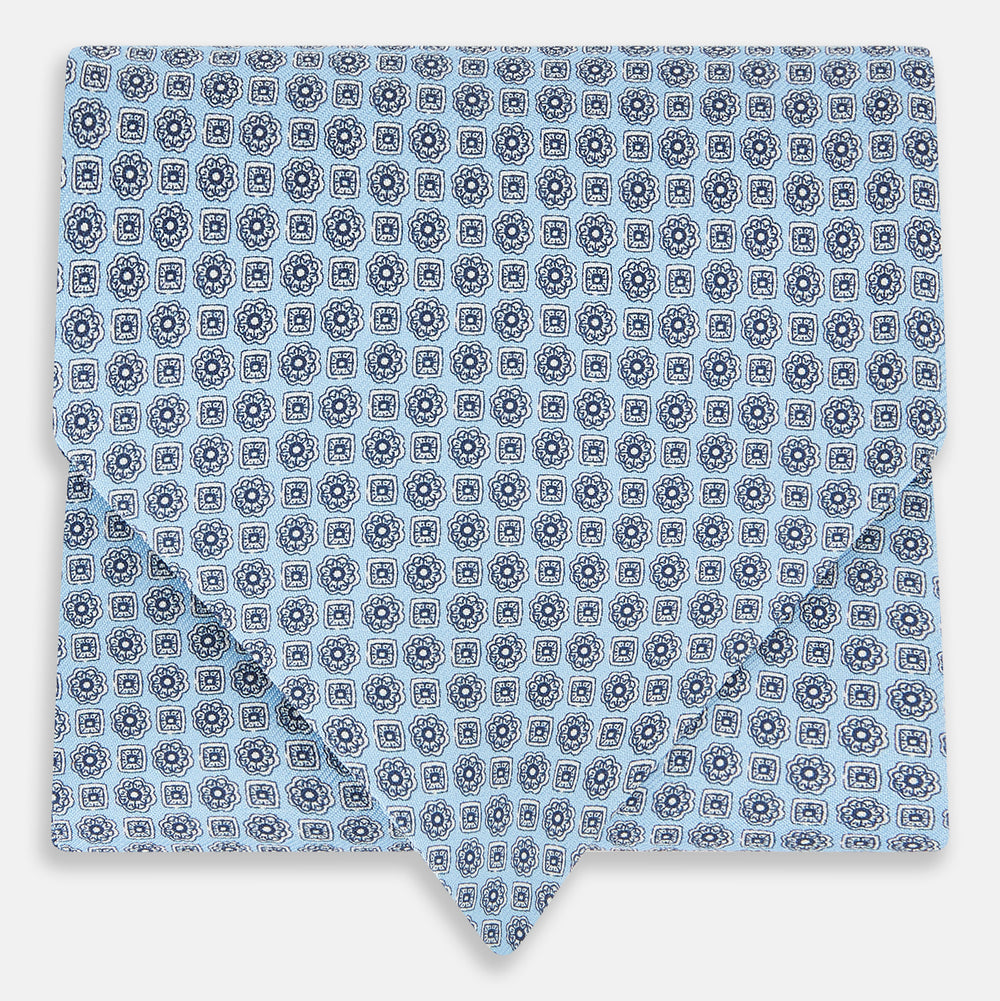 TIES ASCOTS MICRO GEOMETRIC FLORAL PRNTD SILK BLUE OS
