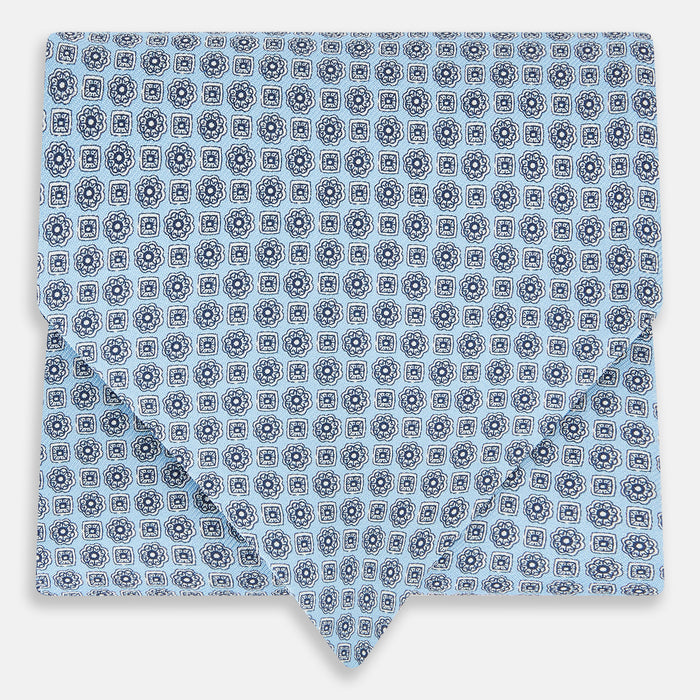 Pale Blue Floral Trellis Silk Cravat