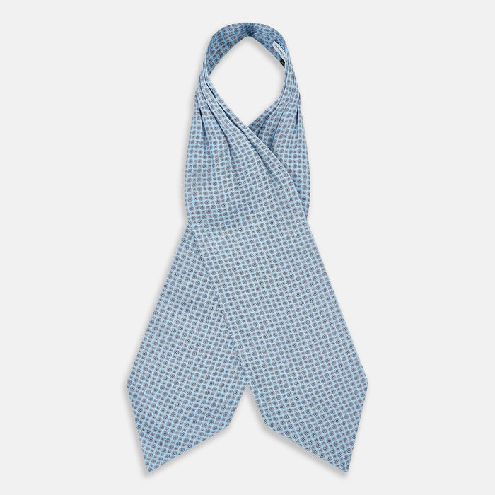 Pale Blue Floral Trellis Silk Cravat Image 1