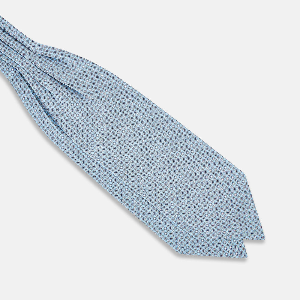 TIES ASCOTS MICRO GEOMETRIC FLORAL PRNTD SILK BLUE OS