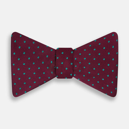 Green and Magenta Spot Silk Bow Tie