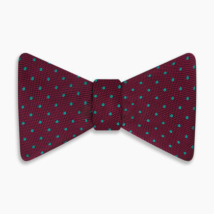 Green and Magenta Spot Silk Bow Tie Image 3