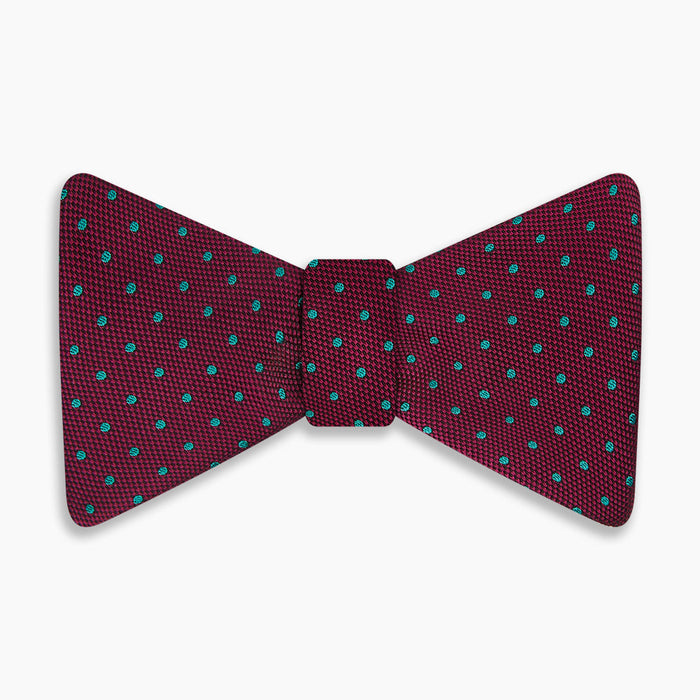 Green and Magenta Spot Silk Bow Tie Image 3