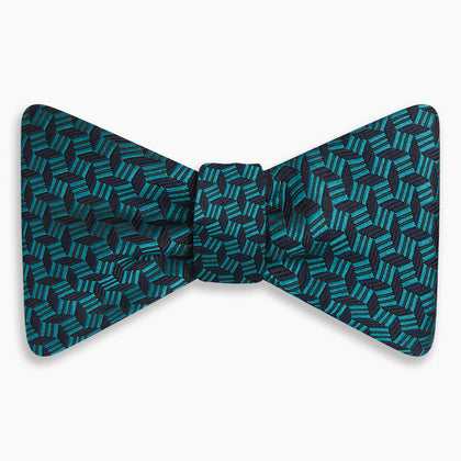 Turquoise Geometric Silk Bow Tie Image 3