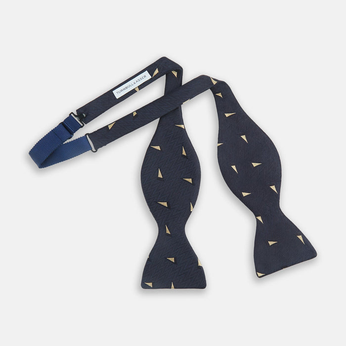 Navy Triangle Silk Bow Tie Image 1