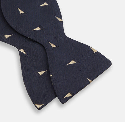 Navy Triangle Silk Bow Tie Image 2
