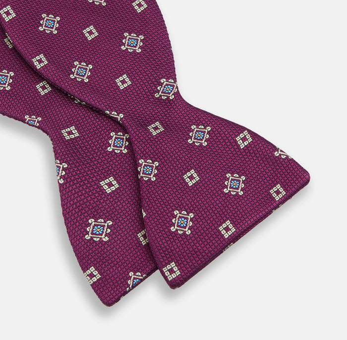Magenta Motif Silk Bow Tie Image 2