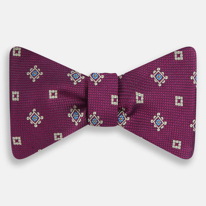 Magenta Motif Silk Bow Tie