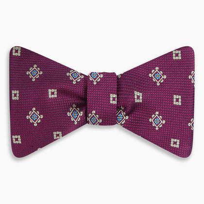 Magenta Motif Silk Bow Tie Image 3