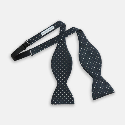 Navy Micro Dot Silk Bow Tie Image 1