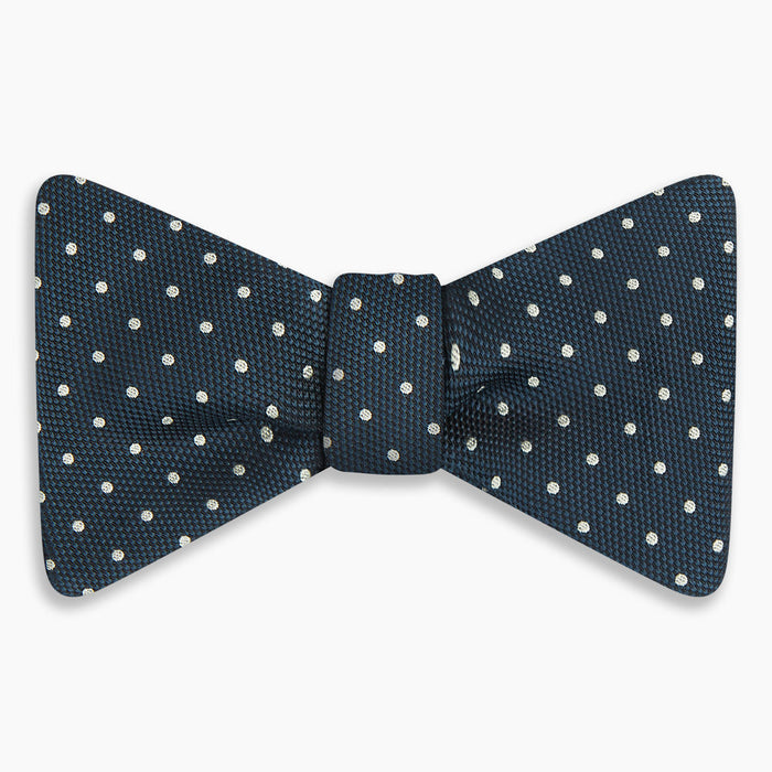 Navy Micro Dot Silk Bow Tie Image 3