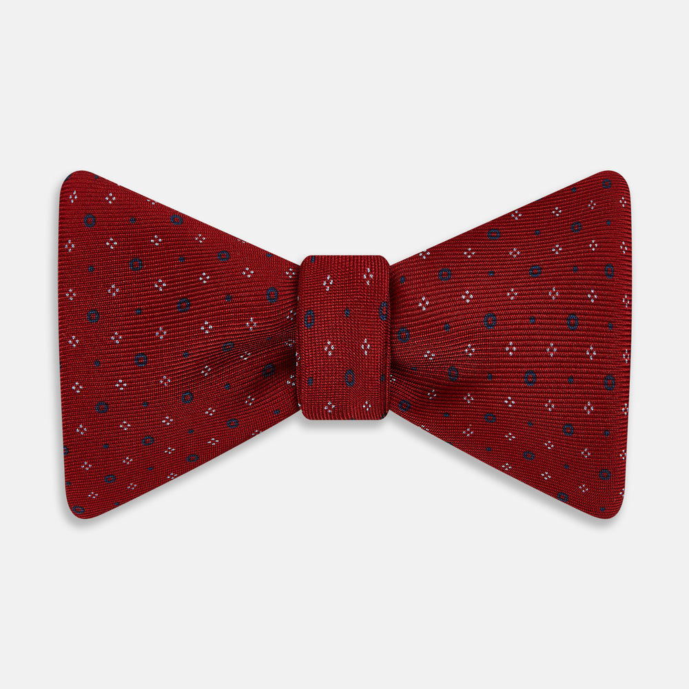 TIES BOWS CIRCLES DOTS PRNTD SILK RED OS