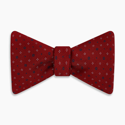 Red Geometric Pin-Dot Printed Silk Bow Tie Image 3