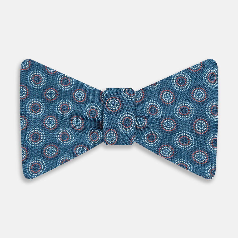 TIES BOWS MLTI CRCLE RINGS PRINTED SILK CHARCOAL OS