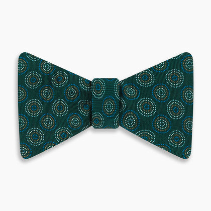 Forest Green Dotted Roundel Printed Silk Bow Tie Image 2
