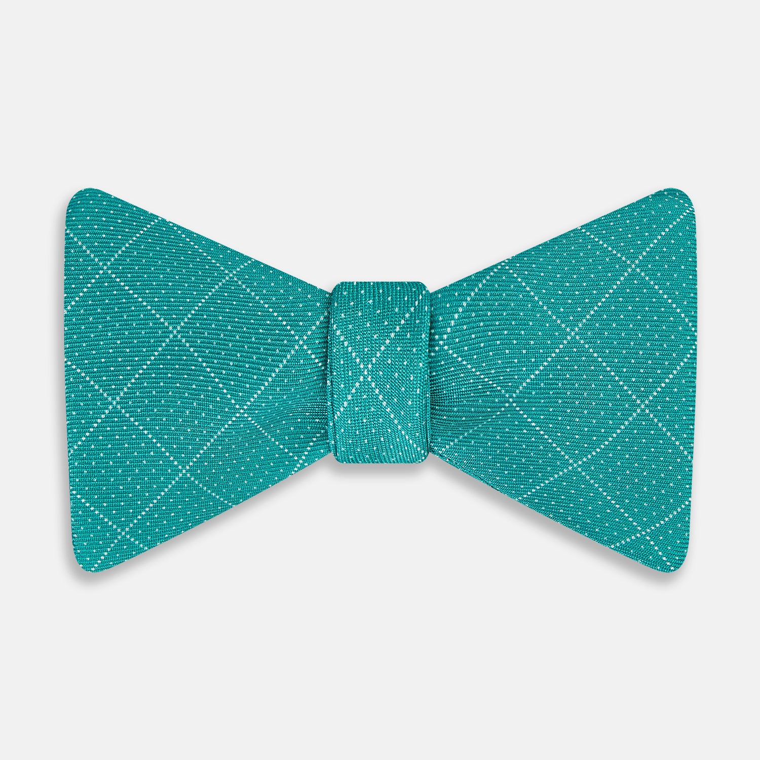 View 1 of product Turquoise Dotted Check Pattern Printed Silk Bow Tie OS