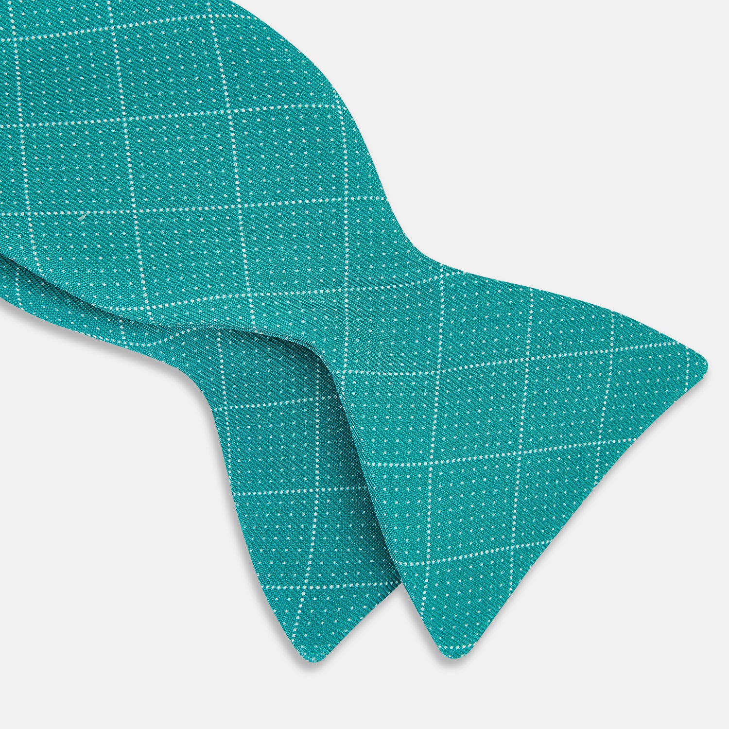 View 3 of product Turquoise Dotted Check Pattern Printed Silk Bow Tie OS