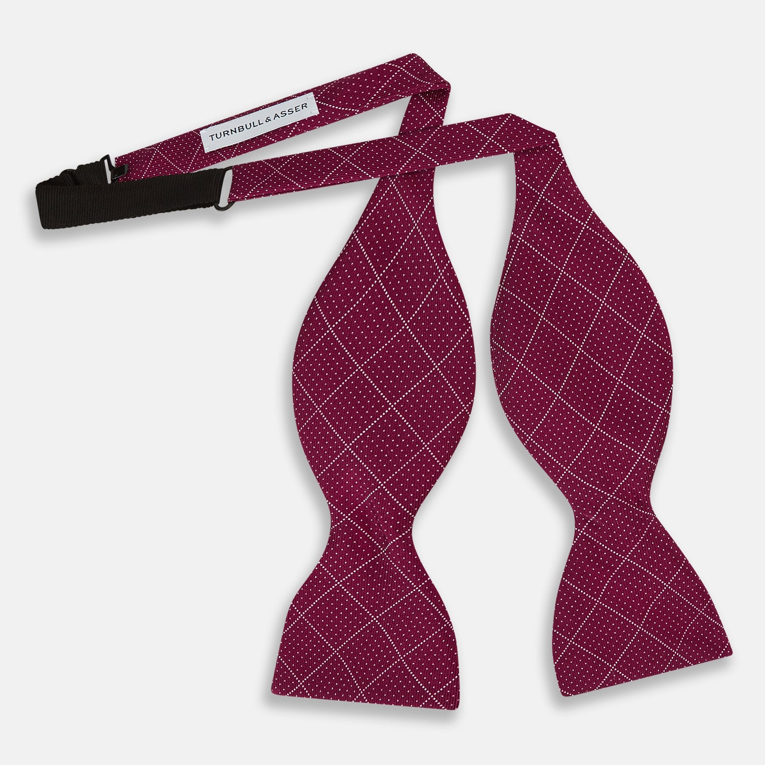 View 3 of product Burgundy Dotted Check Pattern Printed Silk Bow Tie OS