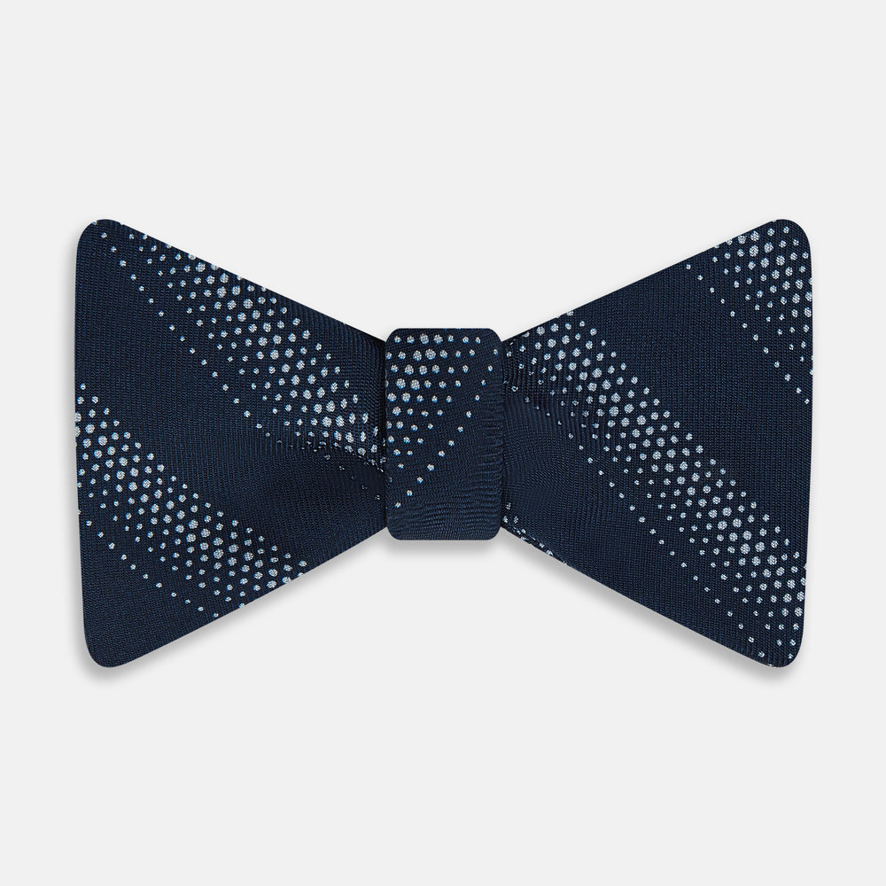 TIES BOWS DOT STRIPE PRINTED SILK NAVY OS