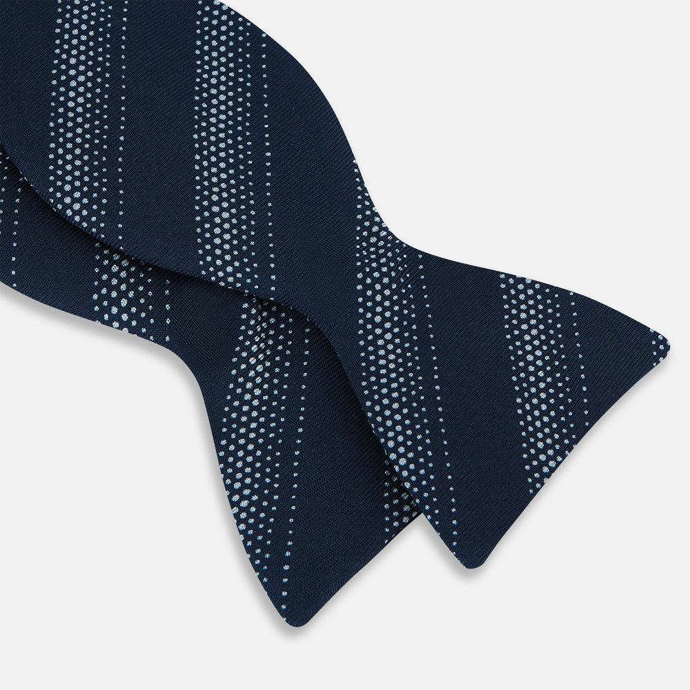 TIES BOWS DOT STRIPE PRINTED SILK NAVY OS
