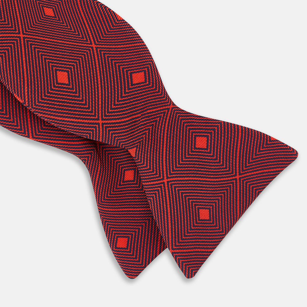 Tulip Red Concentric Diamond Printed Silk Bow Tie OS