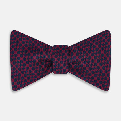 Burgundy Micro-Dot Bar Printed Silk Bow Tie
