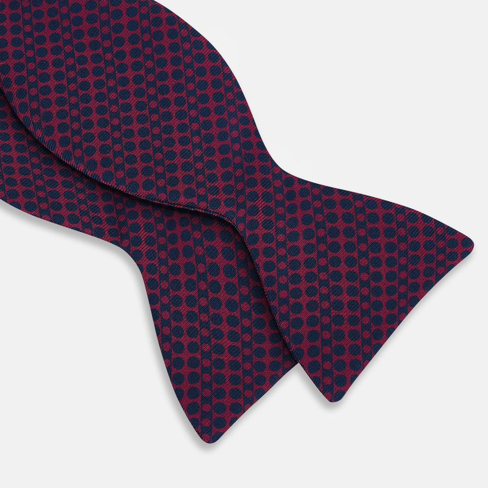 TIES BOWS CIRCLES AND STRIPE PRINTED SILK BURGUNDY OS
