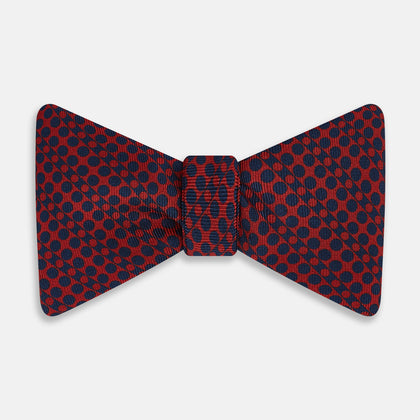 Red Micro-Dot Bar Printed Silk Bow Tie