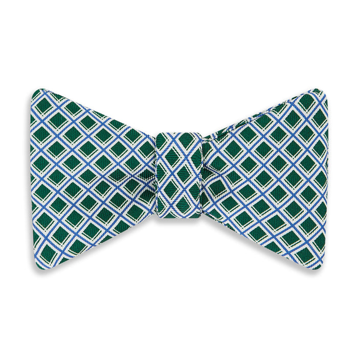 GREEN AND BLUE CHECKED SILK BOW TIE Image 3