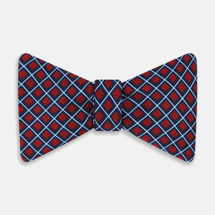 RED AND BLUE CHECKED SILK BOW TIE
