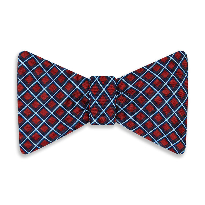 RED AND BLUE CHECKED SILK BOW TIE Image 3