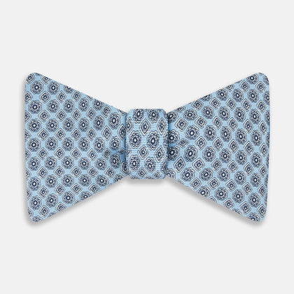 Pale Blue Floral Trellis Silk Bow Tie