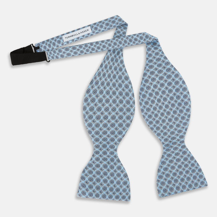 Pale Blue Floral Trellis Silk Bow Tie Image 2