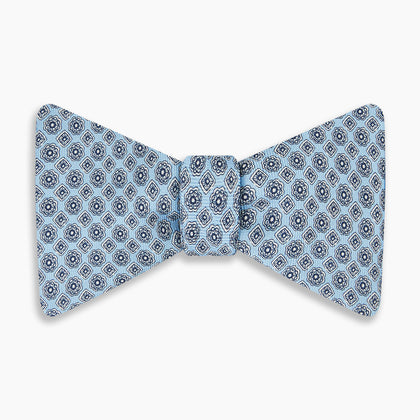 Pale Blue Floral Trellis Silk Bow Tie Image 3