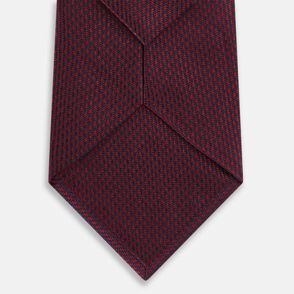 Seven-Fold Navy and Red Silk Tie Image 2