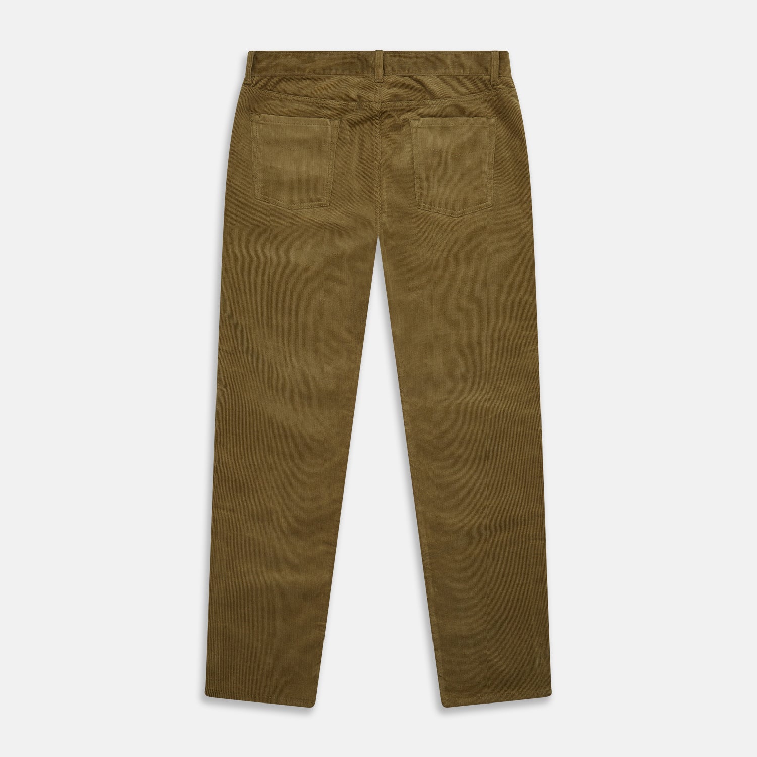 View 3 of product Turnbull & Asser’s Light Green Cord Mylo Trousers feature a straight-leg cut, front and back pockets, button closure, and belt loops—an ideal casual choice in fresh tones.