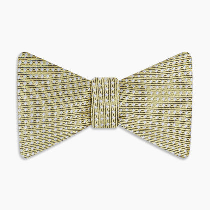 Gold and White Square Silk Bow Tie Image 3
