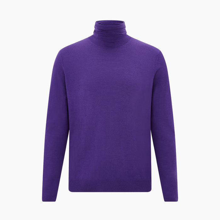 Purple Fine Merino High Neck Jumper Image 4