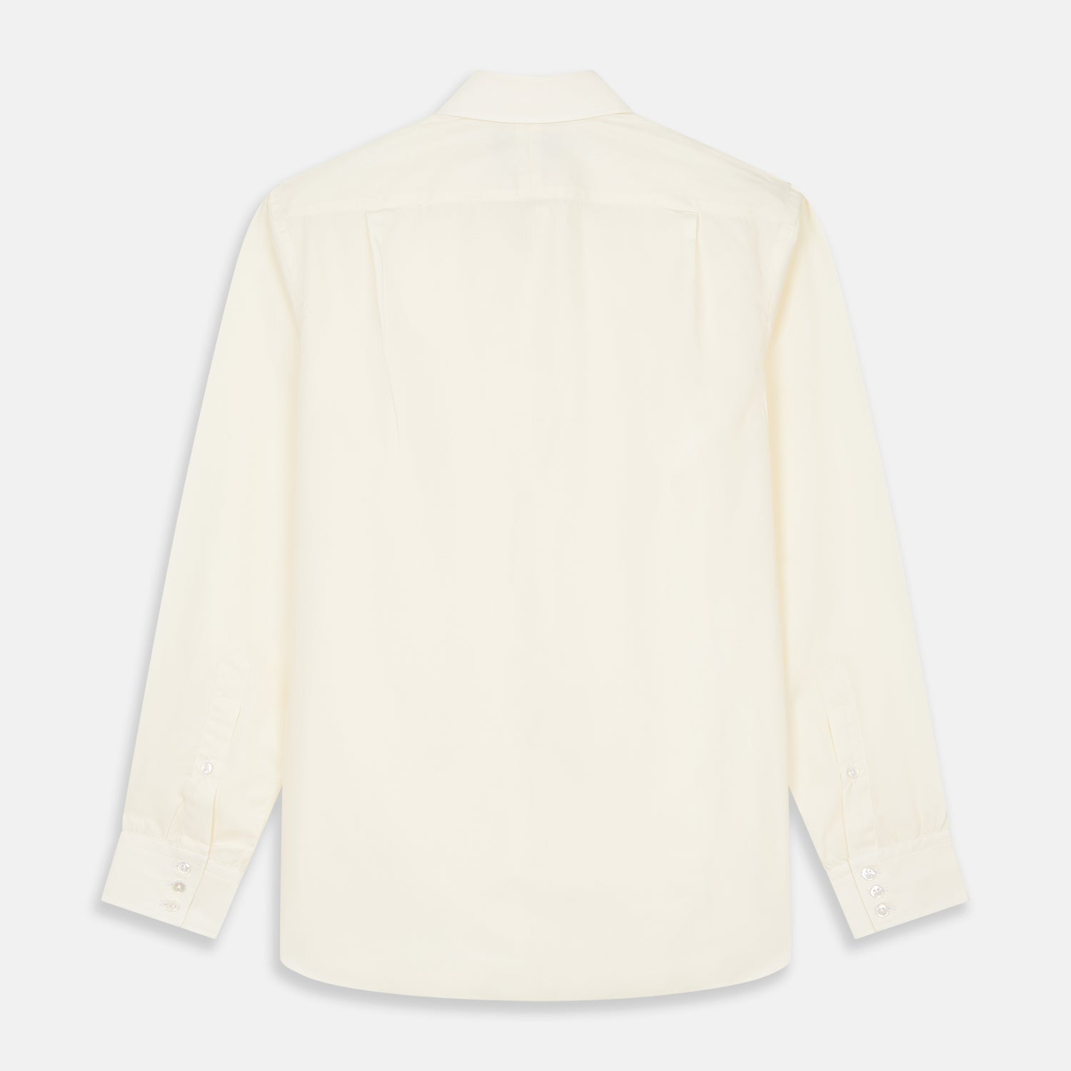 View 3 of product The Turnbull & Asser Tailored Fit Cream Cotton Shirt features a Kent collar and 3-button cuffs, shown against a plain white background.