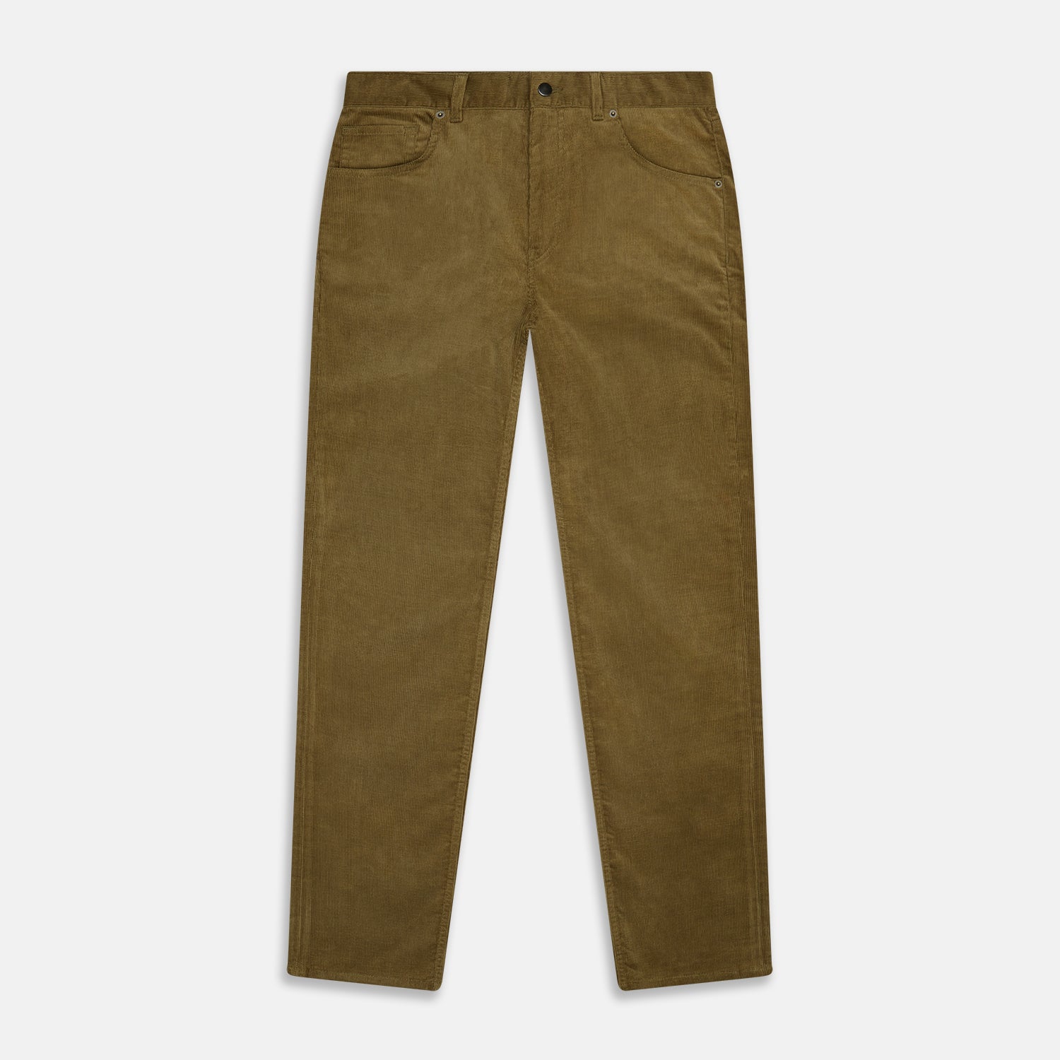 View 1 of product Turnbull & Asser’s Light Green Cord Mylo Trousers feature a straight-leg cut, front and back pockets, button closure, and belt loops—an ideal casual choice in fresh tones.