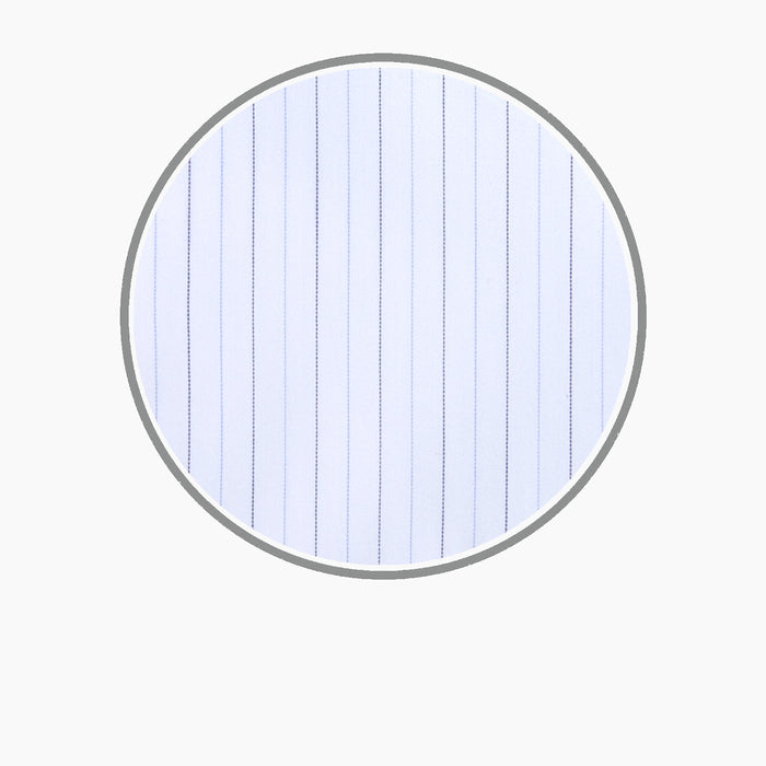 Lilac, Blue and Navy Hairline Stripe Sea Island Quality Cotton Fabric Image 2
