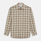 The Turnbull & Asser Green and Oatmeal Cotton Weekend Fit Langston Shirt features a Derby collar, long sleeves, two button-flap chest pockets, crisp white buttons, and a stylish plaid pattern.