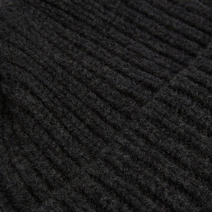 Charcoal Melange Ribbed Cashmere Beanie Image 1