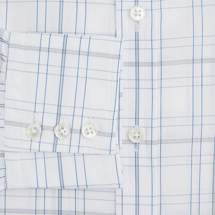 Blue and Grey Multi Check Mayfair Shirt Image 3