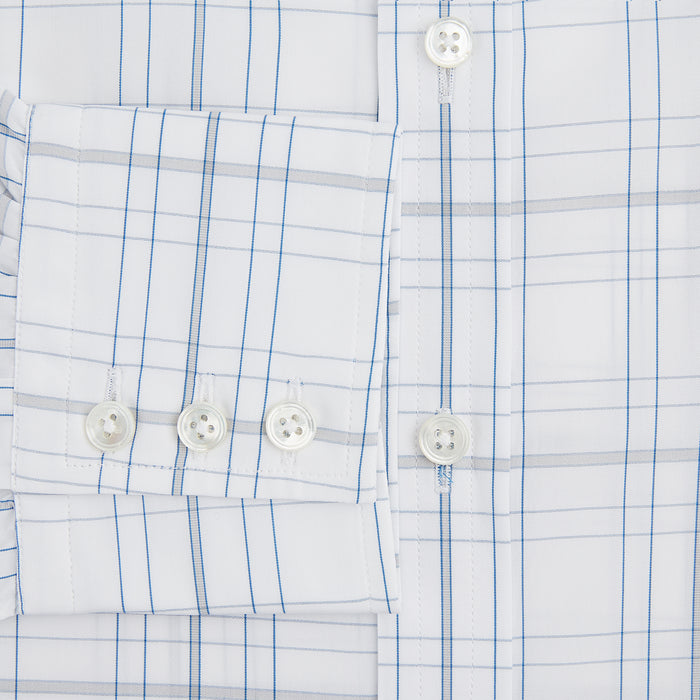 Blue and Grey Multi Check Mayfair Shirt Image 3